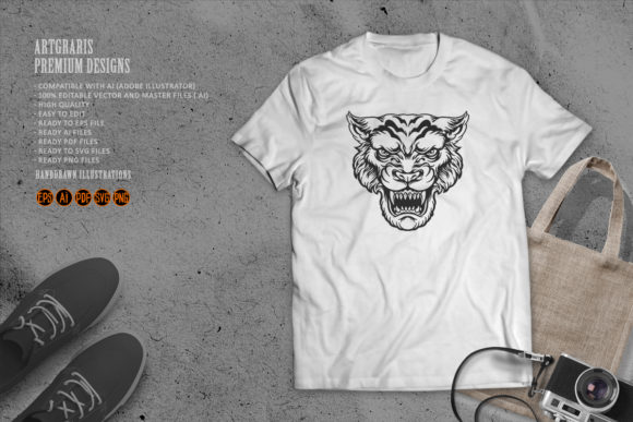 Download Angry Tiger Head Illustration Silhouette - Tiger head Collection