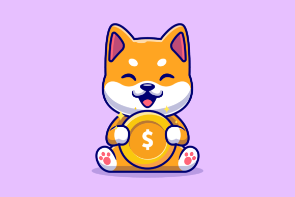 Download Cute Shiba Inu Dog Holding Gold Coin - Premium Resources