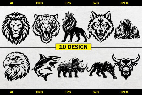 Download Wild Animal Vector Bundle Design SVG PNG - Animal Collection