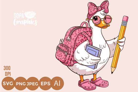 Download Back to School Stylish Cartoon Duck Png - Back to school Collection