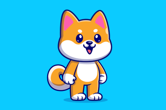 Download Cute Shiba Inu Dog Standing Cartoon - Premium Resources
