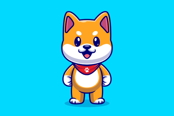 Download Cute Shiba Inu Dog Standing Cartoon - Premium Resources