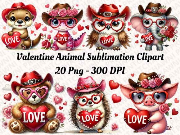 Download Cute Valentine Animal Clipart PNG Bundle - Animal Collection