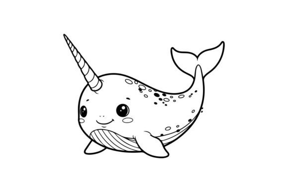 Download Cute Smiling Narwhal Sea Animal Vector I - Animal Collection