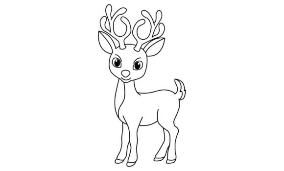 Download Cute Deer Cartoon Coloring Page - Premium Bundle