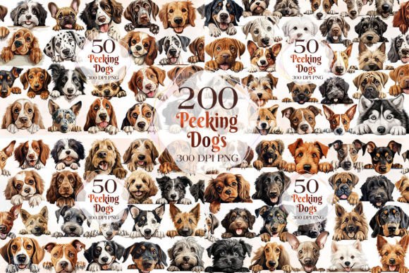 Download 200 Breeds of Peeking Dogs Clipart - Dogs Collection